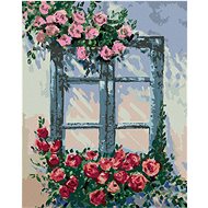 Zuty - Painting by Numbers - Roses by the Window, 40X50 Cm, Canvas+Frame - Painting by Numbers
