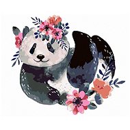 Zuty - Painting by Numbers - Panda With Flowers, 40X50 Cm, Canvas+Frame - Painting by Numbers