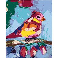 Zuty - Painting by Numbers - Colored Bird on a Branch, 40X50 Cm, Canvas+Frame - Painting by Numbers