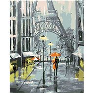Zuty - Painting by Numbers - Paris and a Walking Couple, 40X50 Cm, Canvas+Frame - Painting by Numbers