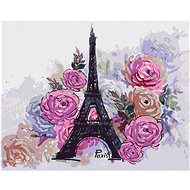 Zuty - Painting by Numbers - Eiffel Tower Surrounded by Flowers, 40X50 Cm, Canvas+Frame - Painting by Numbers