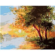 Zuty - Painting by Numbers - River In Spring Forest And Sunset, 40X50 Cm, Canvas+Frame - Painting by Numbers