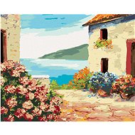 Zuty - Painting by Numbers - House by the Sea and Flowers, 40X50 Cm, Canvas+Frame - Painting by Numbers