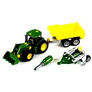 Klein John Deere Tractor with tipping trailer and plow - Toy Car