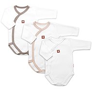 Baby Nellys Growing body 3 × Nature - beige/taupe/white, size 50/56 - Bodysuit for Babies