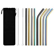 Verk 01635 Stainless steel straws 8 pcs + cleaning brush coloured - Straw