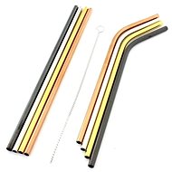 APT Stainless steel straws 8 pcs + cleaning brush coloured - Straw
