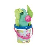 Ecoiffier Flamingo Bucket with Teapot and Accessories, 12cm - Sand Tool Kit