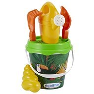 Ecoiffier Jungle Bucket with Teapot and Accessories, 17cm - Sand Tool Kit