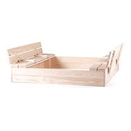 Woody Wooden sandpit with cover, with 2 benches, natur - Sandpit