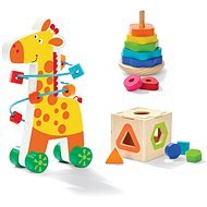 Wooden Educational Set 3-in-1 - Giraffe with Beaded Labyrinth - Wooden Toy