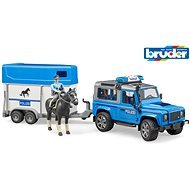 Bruder Sürgősségi jármű - Land Rover Defender rendőrautó lószállító utánfutóval és lóval - Játék autó