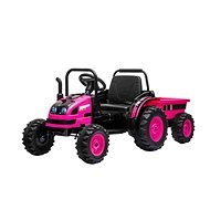 Traktor POWER s vlečkou, ružový - Elektrický traktor pre deti