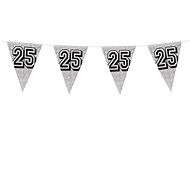 Flag garland “25“ birthday holographic silver - 800 cm - Garland