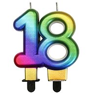 Birthday candle 18 - rainbow 7,5 cm - Candle