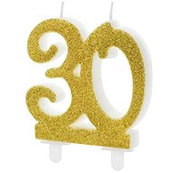Birthday candle 30, gold - 7,5 cm - Candle