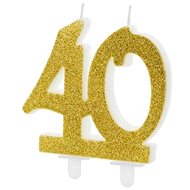 Birthday Candle 40, Gold - 7.5cm - Candle