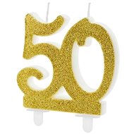 Birthday candle 50, gold - 7,5 cm - Candle