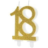 Birthday candle 18, gold - 7,5 cm - Candle