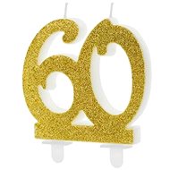 Birthday Candle 60, Gold - 7.5cm - Candle