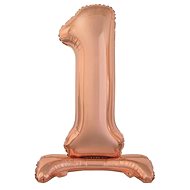 Balloon Foil Numbers Pink Gold/Rose Gold on a Base, 74cm - 1 - Balloons