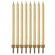 Birthday candles gold with bases, length - 10 cm - 8 pcs - Candle