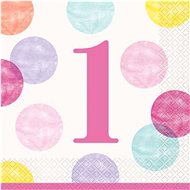 Napkins 1. Birthday Pink with Polka Dots - 33 x 33cm - 16 pcs - Paper Napkins