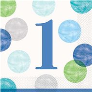 Napkins 1. Birthday Blue with Polka Dots - 33 x 33cm -16 pcs - Paper Napkins