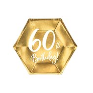 Paper Plates 60 years - Gold - 20cm, 6 pcs - Set of Plates