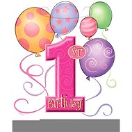 Gift Bag 1. Birthday 8 pcs Pink Plastic 18,5x23cm - Gift Bag