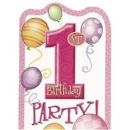 Invitations 1. Birthday 8 pcs Pink - Paper Napkins