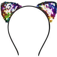 Party Headband with Cat Ears, Coloured Sequins, 1 pc - Costume Accessory