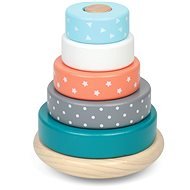 Wooden coloured stringing rings - Sort and Stack Tower
