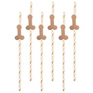 Straws - paper straws (pink-gold, rosegold) 6 pcs - farewell to bachelorette - Straw