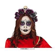 Čelenka s lebkou a sivofialovými kvetmi – halloween - Doplnok ku kostýmu
