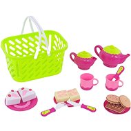 Set of Dishes in a Basket - Toy Kitchen Utensils