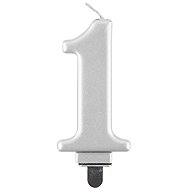 Birthday cake candle - 1 - metallic silver - 8 cm - Candle