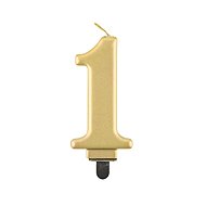 Birthday cake candle - 1 - metallic gold - 8 cm - Candle