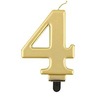 Birthday cake candle - 4 - metallic gold - 8 cm - Candle