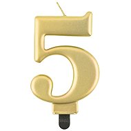 Birthday cake candle - 5 - metallic gold - 8 cm - Candle