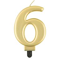 Birthday Cake Candle - 6 - Metallic Gold - 8cm - Candle