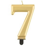 Birthday cake candle - 7 - metallic gold - 8 cm - Candle