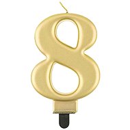 Birthday Cake Candle - 8 - Metallic Gold - 8cm - Candle