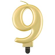 Birthday cake candle - 9 - metallic gold - 8 cm - Candle
