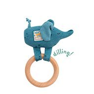 Rattling Elephant with Wooden Ring - Baby Rattle