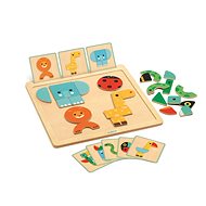Insert Puzzle Three Geometric Shapes Animal Faces - Jigsaw Puzzle