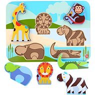 Lucy & Leo 224 Állatkák a szafariból - fa formaillesztő puzzle, 7 részes - Kirakós játék
