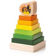 CUBIKA 15276 Coloured Pyramid with Hen - Wooden Puzzle 8 pieces - Sort and Stack Tower