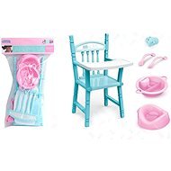 Doll Set with High Chair and Accessories 40x23cm, PVC - Doll Furniture