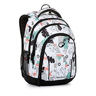 Girls Student Backpack Bagmaster Supernova 21 A White/Black/Orange/Green - School Backpack